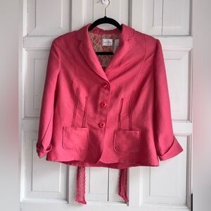 Vintage Emma James Jacket Womens 10 Petite Salmon Linen Blend Blazer